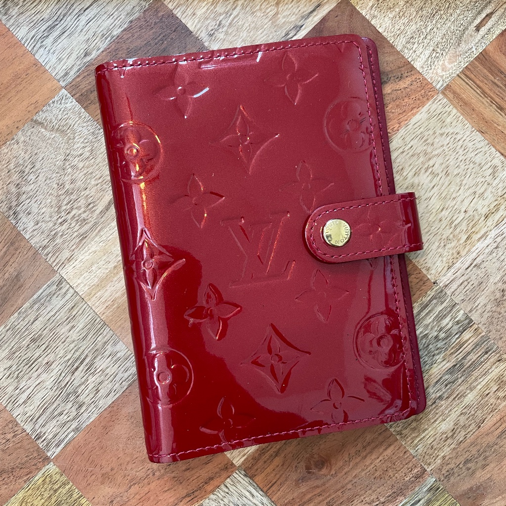 Louis Vuitton I-2422 Red Vernis Leather Pm Agenda Cover W/Dust Bag